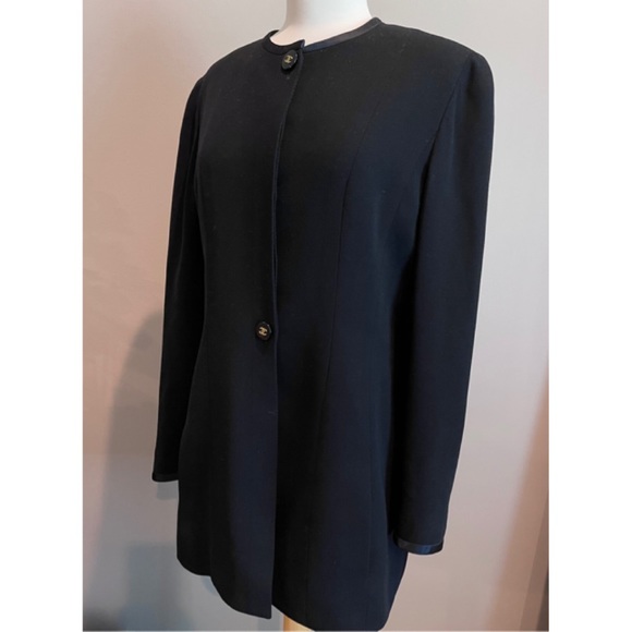 ✨Vintage CHANEL 1994 Collection CC Logo Black Wool Suit Jacket Blazer Coat - Picture 8 of 16